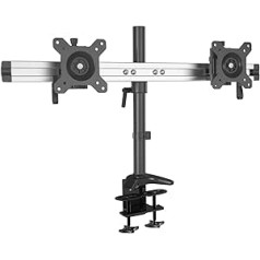 HFTEK - MP220C-L Dual Monitor Arm - Dual - Desk Mount for 2 Screens from 15 to 27 Inch with Double Clamp System - VESA 75/100