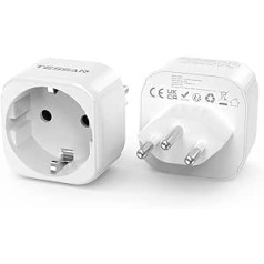 TESSAN 2 Pack Travel Adapter Šveices Vācijas spraudnis, ES–Šveice Travel Plug, Šveices ligzdas adapteris, Adapter Socket Šveice, Vācija, ceļojumu adapteris Jordānijai