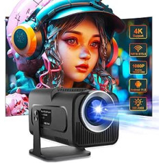 Mini Projector with 4K Support, Native 1080P, Mini Projector with WiFi 6, BT5.0 Android 11.0 OS, Automatic Keystone Correction 150 Inch Screen, 180 Degree Rotation, Smart Full HD Projector, Home