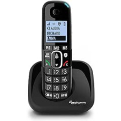 Amplicomms BigTel 1500 bezvadu DECT lielas pogas, tālrunis, audio pastiprinājums, īpaši skaļi zvana signāli, saderīgs ar dzirdes aparātu, zvanu aizsardzība