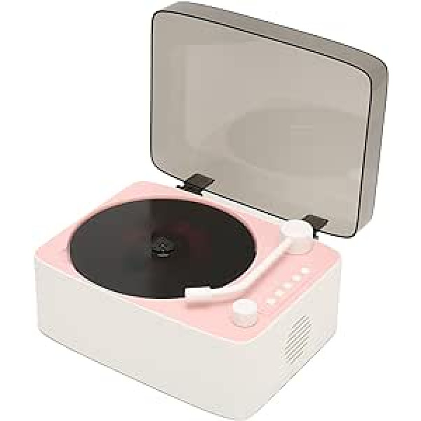 PUSOKEI Portable CD Player with Bluetooth, Vintage CD Music Player, Retro Gramophone CD Player, Built-in HiFi Speaker, USB Support, AUX Input, Home Decoration (Pink)