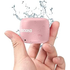 MOMOHO mažiausias vandeniui atsparus nešiojamasis Bluetooth garsiakalbis mini garsiakalbis belaidis garsiakalbis trumpo dizaino IPX7 TF kortelių žaidimo palaikymas lauke, duše, vakarėliuose, žygiuose (rožinė)