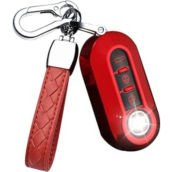 HIBEYO Flip Car Key Case Der Fiat Key Case Silikona atslēgas aizsargs Fiat 500 Panda Punto Lancia Ypslon Delta Grande Bravo aizsargvāciņš tālvadības pultij 3-pogu sarkans