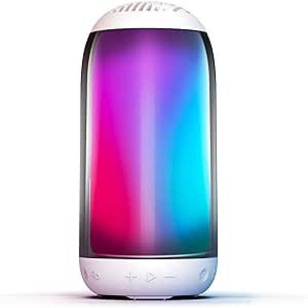 XSOUND X-Capsule Bluetooth skaļrunis, Bluetooth kaste ar gaismu, 360° LED gaismas šovs, skaļruņu kārbas, 20 W, 15 h akumulators, IP67 ūdens aizsardzība, īsts bezvadu stereo, ideāli piemērots lietošanai ārpus telpām, dārzs