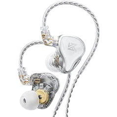 KZ ZAS vadu in-ear austiņas, IEM austiņas, 16 vienības hibrīda augstas frekvences 7BA + 10 mm Dual DD HiFi stereoskaņas austiņas trokšņus slāpējošas austiņas (baltas, bez mikrofona)