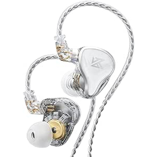 KZ ZAS vadu in-ear austiņas, IEM austiņas, 16 vienības hibrīda augstas frekvences 7BA + 10 mm Dual DD HiFi stereoskaņas austiņas trokšņus slāpējošas austiņas (baltas, bez mikrofona)