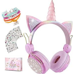 Unicorn Headphones Girls Bluetooth austiņas bērniem ar mikrofonu, SVYHUOK Over Ear Headphones Wireless Children ar 85 dB skaļuma ierobežojumu, piemērots datoram/iPad/Study/phones Bērnu austiņas