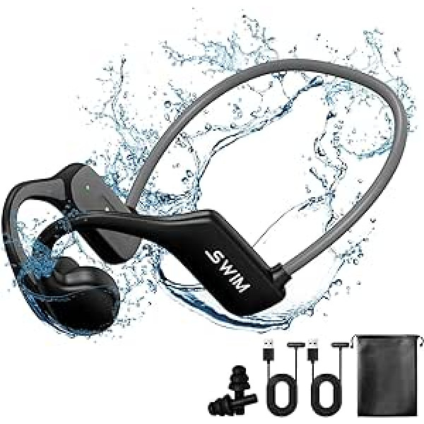 Smalody Bone Conduction austiņas, Open Ear sporta austiņas ar mikrofonu, ūdensizturīgas IP68 Bluetooth austiņas ar 32GB atmiņu peldēšanai, skriešanai, treniņiem, braukšanai