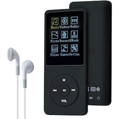 COVVY 8GB (atbalsta līdz 64 GB SD atmiņas karti), pārnēsājams MP3 mūzikas atskaņotājs, 70 stundu mūzikas atskaņošana, bezzudumu skaņa, Hi-Fi MP3 atskaņotājs.
