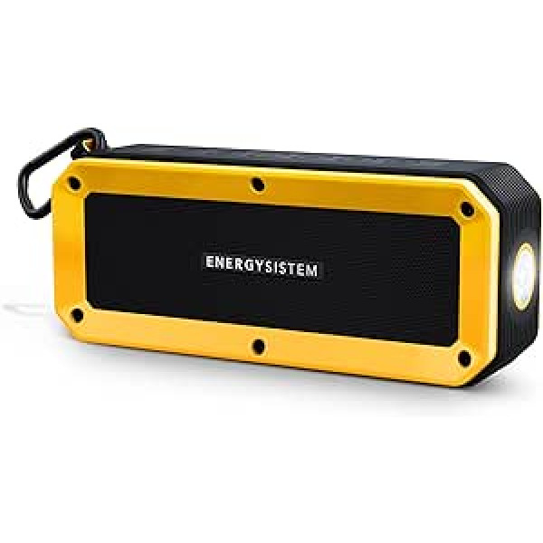 Energy Sistem Outdoor Box Bike (Bluetooth, Freisprechfunkn, 10 W, MicroSD, FM radio, Audio-In, spritzwassergeschützt und schlagfest, Taschenlampe, Zubehör) - Gelb