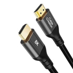 8K HDMI kabelis 2 m, CableCreation īpaši liela ātruma HDMI kabelis ar 48Gbps, 8K @ 60Hz, 4K @ 120Hz, eARC HDR HDCP 2.2 2.3, savietojams ar PS5 PS4 Xbox Series X Roku TV 4K Sony LG Samsung TV
