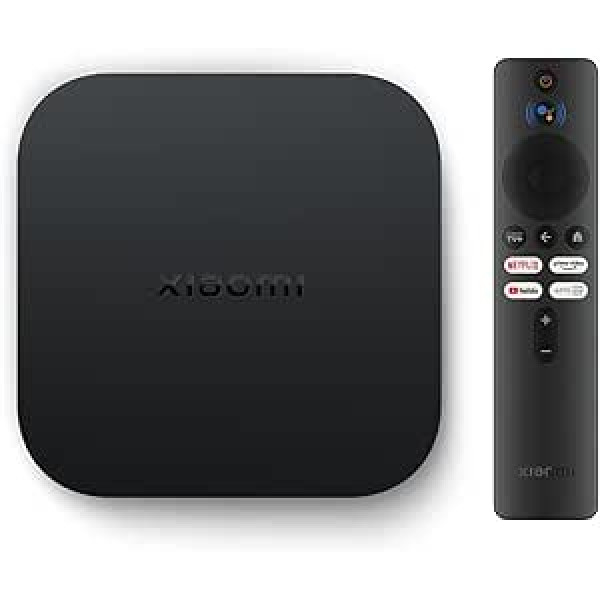 Xiaomi TV Box S 2nd Gen, 4K Ultra HD straumēšanas multivides atskaņotājs, 2GB RAM 8GB ROM Smart, Soporta Google TV, Dolby Vision, HDR10+, Dolby Atmos, DTS-HD, bezvadu projekcija, divjoslu WiFi, melns