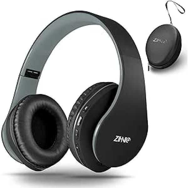 Zihnic Over Ear bezvadu Bluetooth austiņas, salokāmas stereoaustiņas, skaņas izolācija ar iebūvētu mikrofonu, Micro SD/TF, FM, tālruņiem / iPad / personālajam datoram