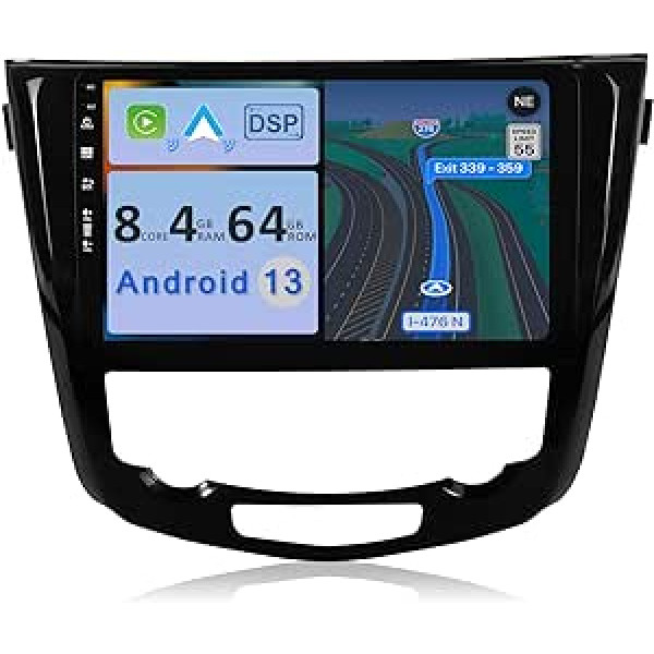 YUNTX [4 GB + 64 GB] Android 12 automašīnas radio, kas paredzēts Nissan X-Trail Qashqai j11 Rouge 2014-2018 — [Integrēta CarPlay/Android Car/DSP/GPS]-10,1 collas IPS 2.5D kamera + MIC-DAB/Mirrortooth saite/Blue0. /360 Kamera