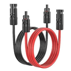 MOSWAG saules baterijas kabelis 3 m, 4 mm² 12AWG saules paneļa pagarinātājs, saules paneļa pagarinājuma kabelis ar spraudni un kontaktligzdu saules paneļa spraudnim, saules enerģijas kontrolieris, akumulators