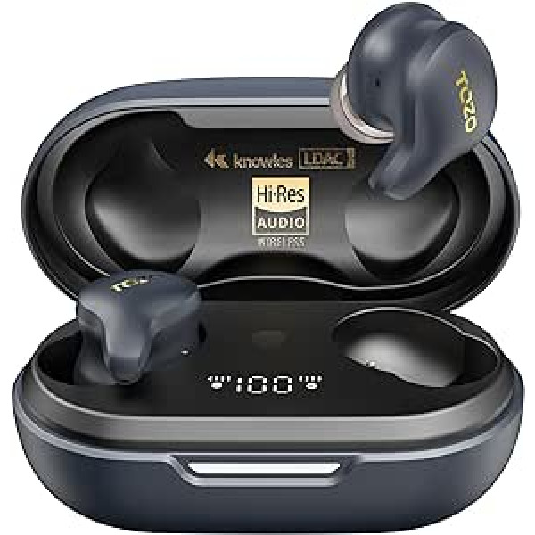 TOZO Golden X1 bezvadu Bluetooth līdzsvarots armatūras draiveris, hibrīda dinamiskais draiveris, OrigX Pro, LDAC un augstas izšķirtspējas audio bezvadu, apkārtējās vides un aktīvās trokšņu slāpēšanas austiņas, Star Black