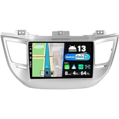 BXLIYER — iebūvēts DAB — Android 13 IPS automašīnas radio, kas paredzēts Hyundai Tucson (2014-2018) — bezvadu Carplay/Android automašīna — 4G+64G — LED kamera + mikrofons — 9 collu 2 DIN — stūres vadība, WiFi, ātra palai