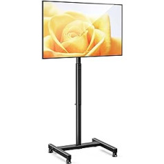 AM alphamount Floor TV Stand for 13-50 Inch Flat & Curved TVs up to 44 lbs, Height-Adjustable Monitor Floor Stand with Max, VESA 200 x 200, Portable TV Mount Stand for Living Room, Bedroom