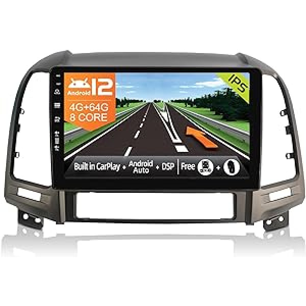 JOYX Android 10 automašīnas radio, kas piemērots Hyundai Santa FE (2006-2012) - 4G+64G - Iebūvēts DSP/Carplay/Android Car - Kamera bez MIC - 9 collas - Ar SWC 4G WiFi Bluetooth 5.0 DAB Fast Boot 360 kamera