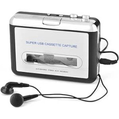 USB Cassette to MP3 Converter, Cassette Player, Cassette Player with Headphones, Capture Audio Music Player, USB Cassette to PC MP3 CD Switch Converter, Plug and Play