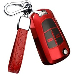 HIBEYO Flip Key automašīnas atslēgas futrālis der Vauxhall silikona aizsargājošais tālvadības atslēgas atloks priekš Opel Corsa Astra Vectra Zafira Antara Tigra atslēgu piekariņa atslēgas vāciņš 2-pogu sarkans