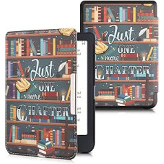 kwmobile Flip Case saderīgs ar Tolino Shine 3 Case — eReader futrālis — daudzkrāsains bibliotēkas motīvs