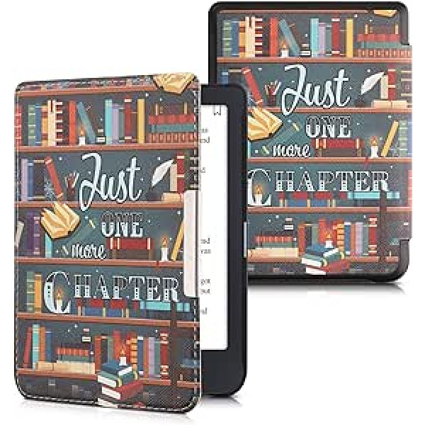 kwmobile Flip Case saderīgs ar Tolino Shine 3 Case — eReader futrālis — daudzkrāsains bibliotēkas motīvs