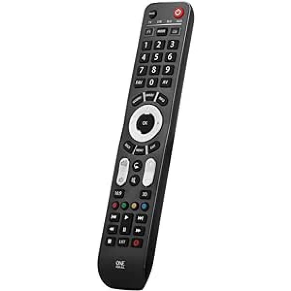 One For All Evolve 4 Universālais aprīkojums - Televizora pierīce/Set Top Box/Blu-ray/Audio iestatījums 4 Endgeräten TV — Funktioniert garantiert mit allen Herstellermarken – Optimiert für Smart TV — URC7145