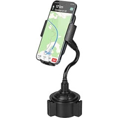 kwmobile Mobile Phone Holder for Car Cup Holder - Mobile Phone Holder with Inner Dimensions - Smartphone Holder for Car in Black