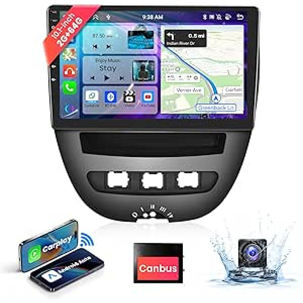 【2+64G】 Podofo 8-Core 10.1''Autoradio Wireless Apple Carplay Für Toyota Aygo/Peugeot 107/Citroen C1 2004-2014 Android Auto ar Touchscreen FM/RDS Radio Dual USB un Navi/AHD Rückfahrkamera