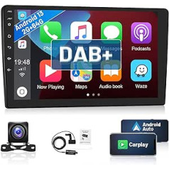 2G 64G Android 13 DAB automašīnas radio 2 Din bezvadu Carplay ar satelīta navigācijas sistēmu 10,1 collas 2,5 D ekrāna automašīnas radio dubultā DIN ar Bluetooth brīvroku sistēmu Android automašīnas WiFi FM RDS spoguļsaites atpakaļgaitas kamera