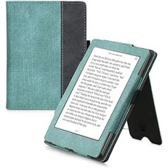 kwmobile Flip Case saderīgs ar Kobo Aura Edition 2 - Rokas siksna - Pārvalks piparmētru zaļš tumši pelēks