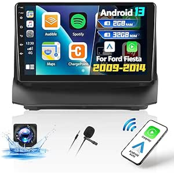 OiLiehu 2G + 32G Android 13 Double DIN radio Apple Carplay Android Car Bluetooth automašīnas radio ar ekrānu 9 collas for Ford Fiesta 2009-2014 atbalsta ekvalaizers / FM RDS/WiFi / GPS / atpakaļgaitas kamera