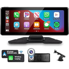 Bezvadu Apple Carplay un Android automašīna, 6,86 collu skārienekrāna pārnēsājams automašīnas radio ar 4K priekšējo kameru, Apple Airplay/Android Mirror Link/Bluetooth/FM raidītājs/Google/GPS/Siri/AUX/USB/TF 7V-32V