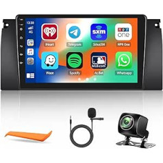 Hikity 2G 32G priekš BMW E39 1999 2000 2001 2002 2003 2004 2005 Android Car Radio ar bezvadu navigāciju Carplay Android Car, 9 collu automašīnas radio Double DIN ar FM RDS radio GPS WiFi HiFi USB SWC aizmugurē