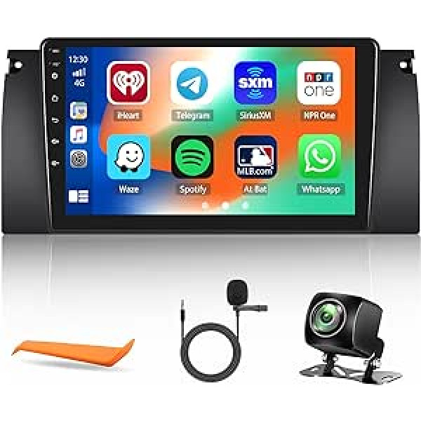 Hikity 2G 32G priekš BMW E39 1999 2000 2001 2002 2003 2004 2005 Android Car Radio ar bezvadu navigāciju Carplay Android Car, 9 collu automašīnas radio Double DIN ar FM RDS radio GPS WiFi HiFi USB SWC aizmugurē