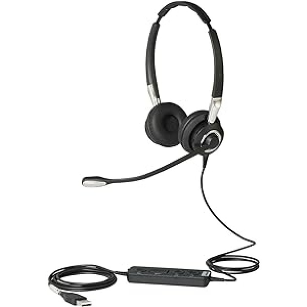 Jabra Biz 2400 II USB-A CC UC On-Ear stereoaustiņas — vienotas komunikācijas optimizētājs, trokšņu slāpēšanas kabelis ar HD balsi un programmētājs Bedieneinheit