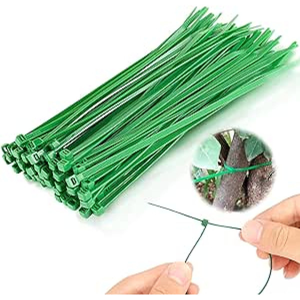 100pcs Cable Ties Green Self-Locking Garden Cable Ties, Garden Plants Tie Nylon Ties Adjustable Zip Twist Small Cable Plant Ties, Green Cable Tree Garden Ties Multi-Purpose (300 × 3.6 mm, Green)