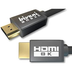 bivani 8K HDMI 2.1a kabelis – 1 metras 48 Gbps HDMI laidas – iki 10K, 8K @ 60HZ, 4K @ 120Hz – HDR10+, eARC, VRR, HDCP, CEC, didelės spartos eternetas – PS5 ir Xbox serijos X – paruoštas – nailoninis lizdas Pagrindinė serija