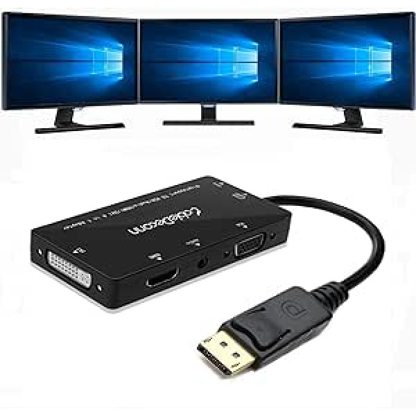 CableDeconn 4 vienā daudzfunkciju DisplayPort uz HDMI/DVI/VGA adaptera kabelis ar Micro USB audio izvadi no vīrieša uz sieviešu pārveidotāju Atbalsts 3 monitori vienlaicīgi