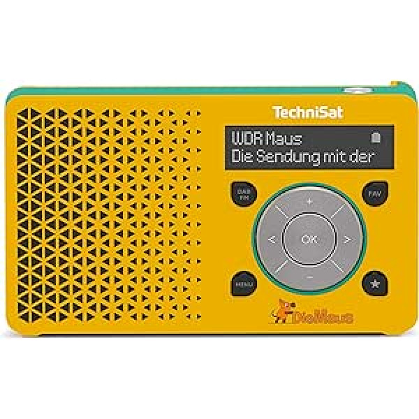 TechniSat DIGITRADIO 1 Mouse Edition - Portable DAB+ Radio with Battery (DAB, FM, Headphone Jack, Speaker, 1 Watt RMS) Yellow/Turquoise