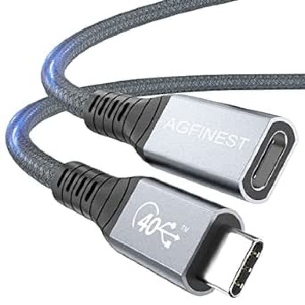 Thunderbolt 4 kabelis / USB 4 pagarinātāja kabelis, USB4 40Gbps, USB-C paplašinājums, atbalsta 8K@60Hz vai Dual Video 4K/100W ātru uzlādi, saderīgs ar visām USB-C ierīcēm, dokiem, MacBook