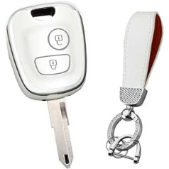 HIBEYO Flip Key automašīnas atslēgas maciņš der Citroen C1 C4 Berlingo Xasara Picasso Cover aizsargatslēgas maciņam Peugeot 107 207 307 priekš Toyota Aygo Key Shell sudraba balts