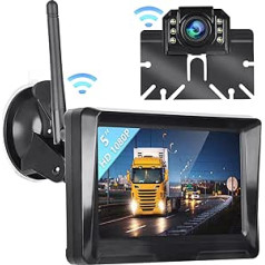 Hodozzy atpakaļgaitas kameras digitālais bezvadu komplekts ar 5 collu LCD monitoru, HD 1080P bezvadu atpakaļgaitas kameru, IP 69 ūdensizturīga Super Night Vision automašīnas kamera dzīvojamai mājai/kravas automašīnai/piekabei/SUV 12V-24V