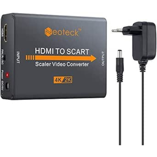 Neoteck Aluminium 4K HDMI ar SCART Konverter Composite HD video stereo audio adapteris HDMI IN SCART Out ar EU Netzteil for TV DVD Sky HD Blu Ray DVD