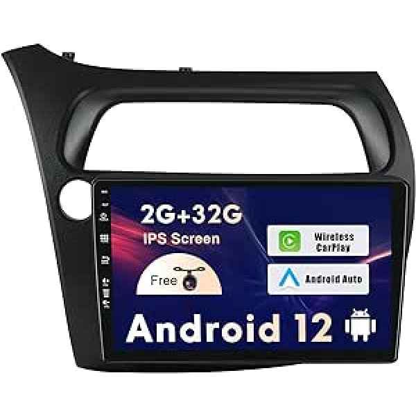 SXAUTO Android 12 IPS 9 collu automašīnas radio priekš Honda Civic (2006-2012) - Iebūvēts CarPlay/Android Car/DSP - Bezmaksas atpakaļgaitas kamera - 2G + 32G - Stūres vadība DAB Fast Boot WiFi Google - 2 DIN