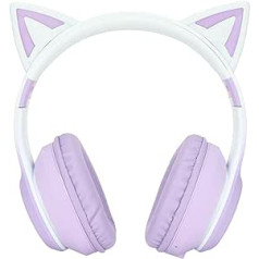 Bluetooth Cat Ears bezvadu salokāmas spēļu austiņas ar LED gaismu (violeta)