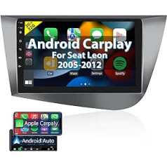 Podofo Carplay automašīnas radio priekš Seat Leon 2 MK2 2005-2012 (kreisajā pusē), Android 2G + 32G HiFi, Android automašīnas GPS 9 collu skārienekrāns WiFi Bluetooth FM RDS radio USB automašīnas navigācijas atskaņotājs Seat Leon