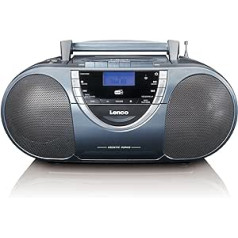 Lenco SCD 6800 portatīvais DAB+ radio - FM radio - Boombox ar CD/MP3 atskaņotāju - Kasešu bloks - USB ieeja - Aux-In - 3,5 mm austiņu ligzda - zils/sudrabs