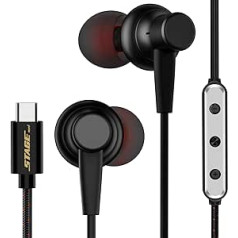 USB C austiņas ar kabeli, magnētiskas ausīs ievietojamas austiņas, kas saderīgas ar iPhone 15 Pro Plus Samsung Galaxy S23 S22 S21 S20 Ultra Note 10 20 S20 FE A53, HiFi Sound C tipa USB austiņas ar mikrofonu